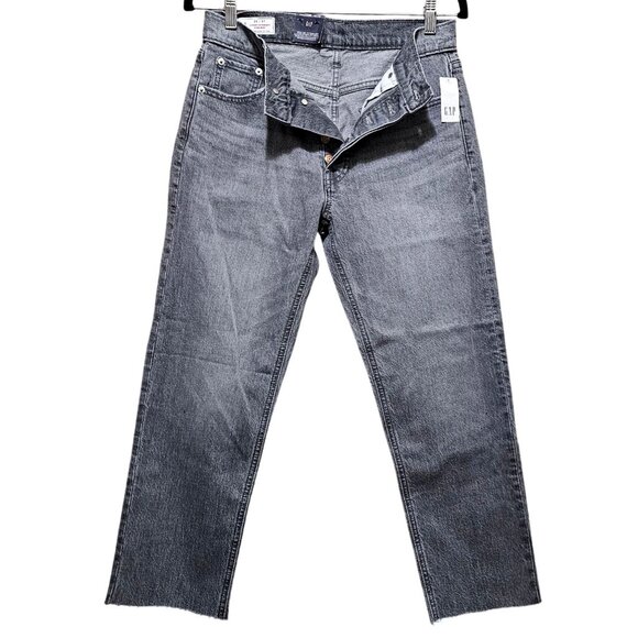 Gap Cheeky Straight‎ High Rise Grey Jeans 28 6P Raw Hem Womens Denim - Picture 3 of 7